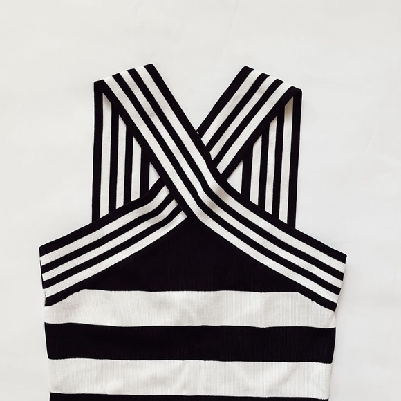 2000s Caché Striped Crossover Halter Tank - Picture 2 of 4